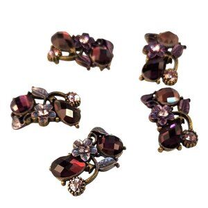 Faceted Crystal Floral Leaf Top Embellishment Slider Beads Bronze Rectangle Flow